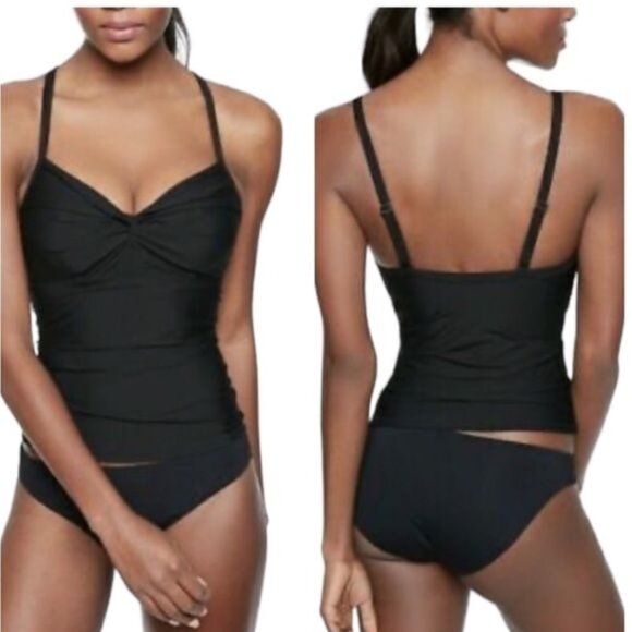 Athleta Women's Twist Up Tankini Swim Tank  UPF 50+ Beach‎ Vacation Black 32 B/C - Picture 1 of 8